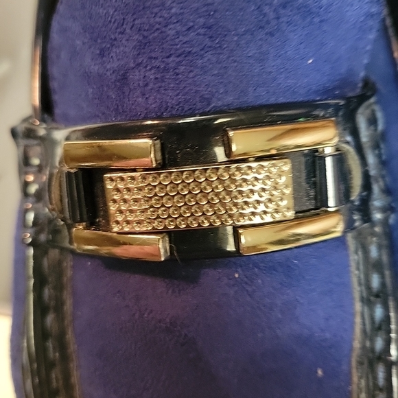 Mens Amali Royal Blue Suede And Black driving mocs. Size 10 with metallic strap - Picture 3 of 9